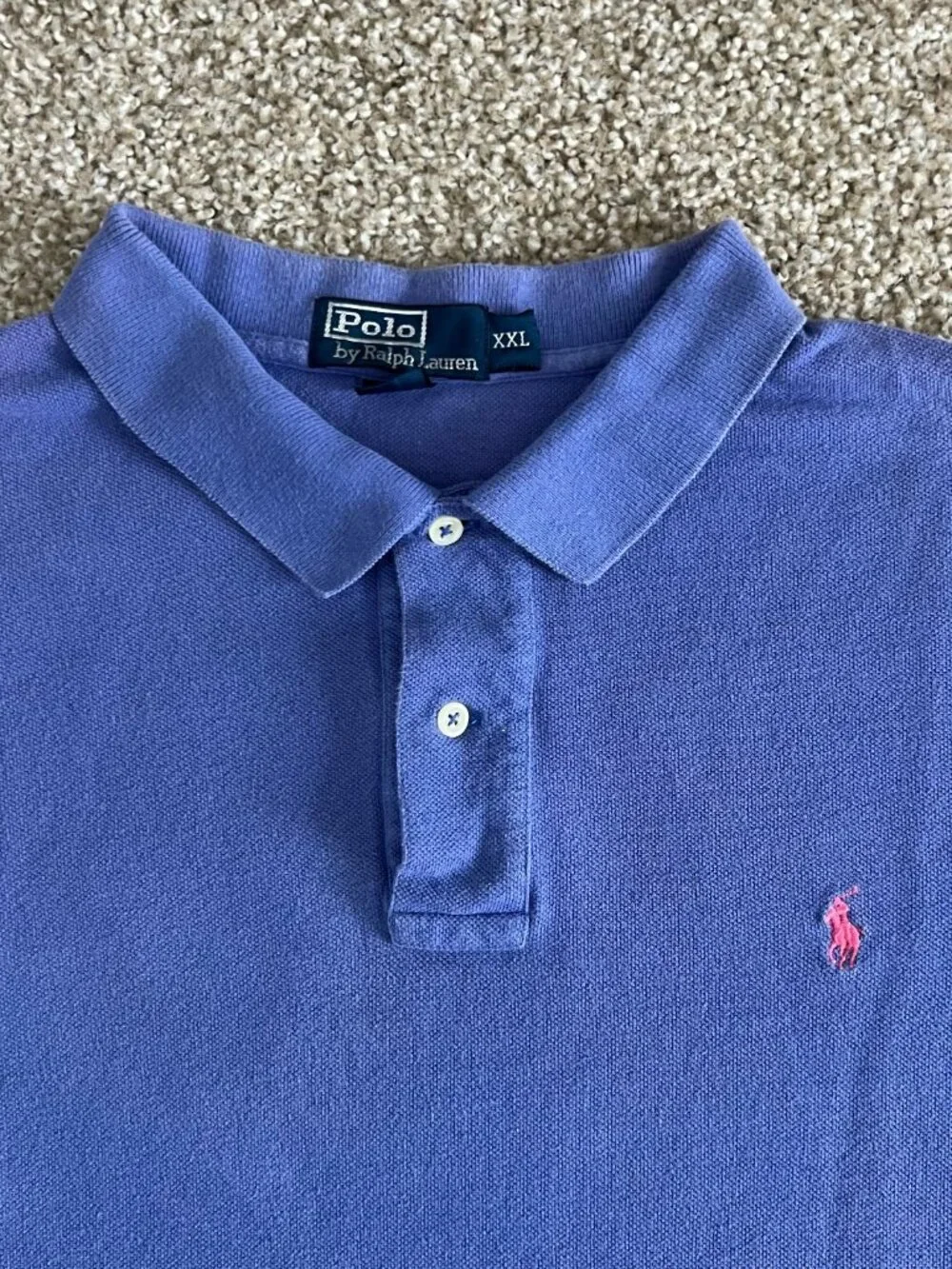 Y2K Polo Ralph Lauren Men's Large Purple Collared Short Sleeve Logo Size 2X
